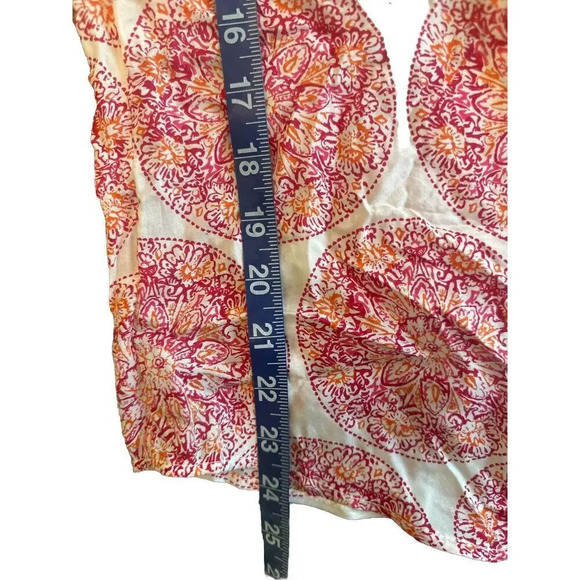 Calypso St Barth Target Women's 100% Silk Pink Red Floral Tunic Blouse XS 1135 - Picture 2 of 8